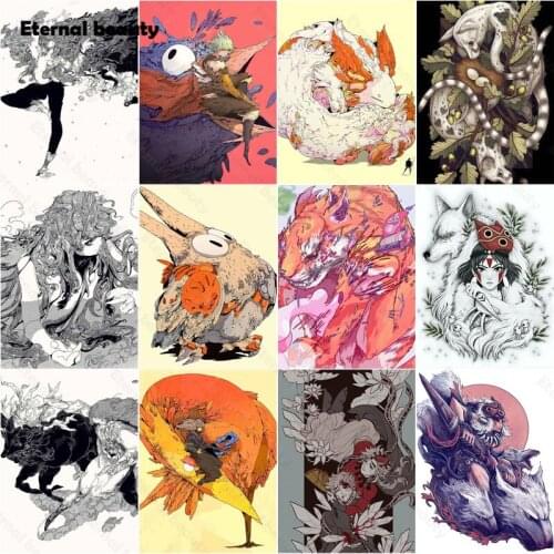 5D Diy Diamond Painting Abstract Animals and Figure Paintings Black and White Full Diamond Embroidery Mosaic Kit Handmade Gift