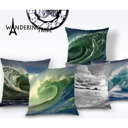 Marine Throw Pillow Cover Blue Ocean Shabby Chic Cushion Cases Sea Pillows Covers White 45 * 45 Custom Decor Cushions Case Cojin