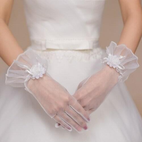 Cheap Bridal Gloves Short Wedding Party Dance Ladys Gloves Luvas de Noiva