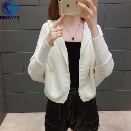 2021 New Early Spring Jacket Female Korean Version Loose Short Outer Shawl Bat Sweater Knitted Long-sleeve Cardigan Sweater Tops