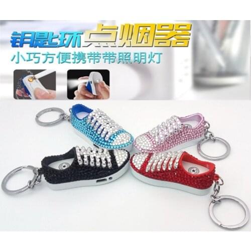 New Diamond USB Charging Lighter Rhinestone Fashion Girl Windproof Lighter Portable Keychain Girl Gift Smoking Accessories
