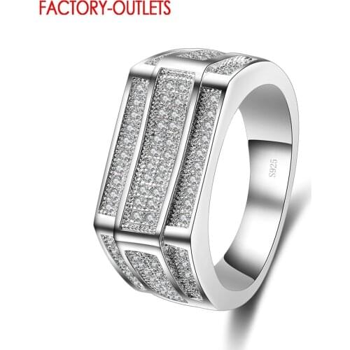 925 Wedding Bridal Rings Wide Band Cubic Zircon Engagement Round Rings For Women/Men Femme Jewelry