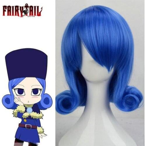 Anime Fairy Tail Cosplay Wigs Juvia Lockser Cosplay Wig Woman Girls Halloween Blue Curling Hair Synthetic Hair Heat Resistant