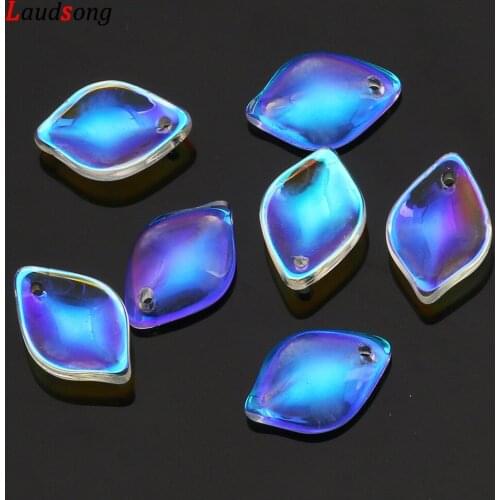 50pcs 10x15mm Colorful ABS Glass Leaves Pendants Charms For Jewelry Making DIY Necklace Bracelet Earring Charm Accessories