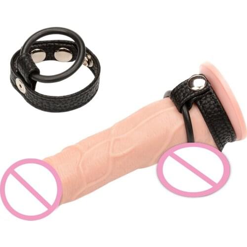 Adjustable Leather Penis Ring For Men Scrotum Bondage Cock Ring Male Chastity Cock Sex Belt Semen Lock Delay Ring Adult Sex Toys