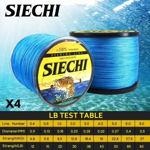SIECHI Japan PE Fishing Braided Line 300M 500M 1000M 4 Strands 10 20 30 40 50 60 70 80 LB Blue water Hunting for Carp Fishing
