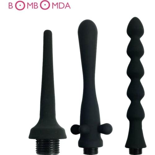 Silicone Anal Cleaning Nozzle Shower Head Enema Syringe Part Anal Sex Toys Enema Douche Butt Plug Sex Products