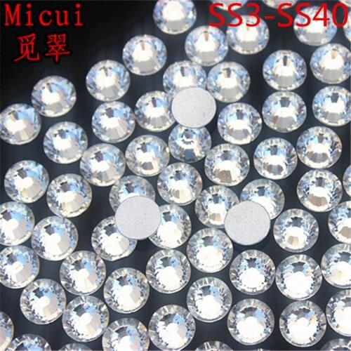 Micui SS3-SS40 Clear Rhinestones Glass Crystal Flat Back Round Nail Art Stones Non Hotfix Strass Crystals for DIY MC993
