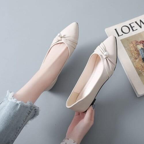 Soft Leather Soft Sole Womens Single Shoes 2021 Spring and Autumn Shallow Mouth Flat Peas Shoes Non-slip Maternity Shoes