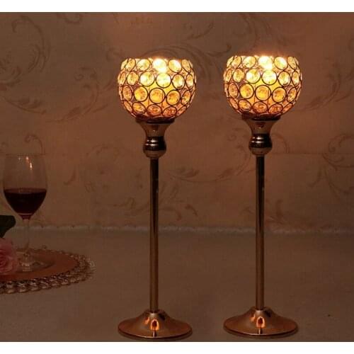 Crystal Vintage Candlestick Stand Metal Wedding Candlestick Moroccan Decoration Table Center Portacandela Home Decoration DD60ZT
