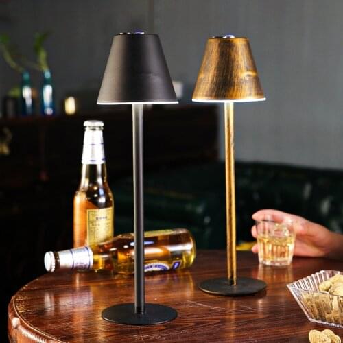 Vintage Led Bar Desk Lights Retro Dimming Table Lamp Rechargeable Touch Night Light for Bedroom Bedside Coffee KTV Hotel Decor