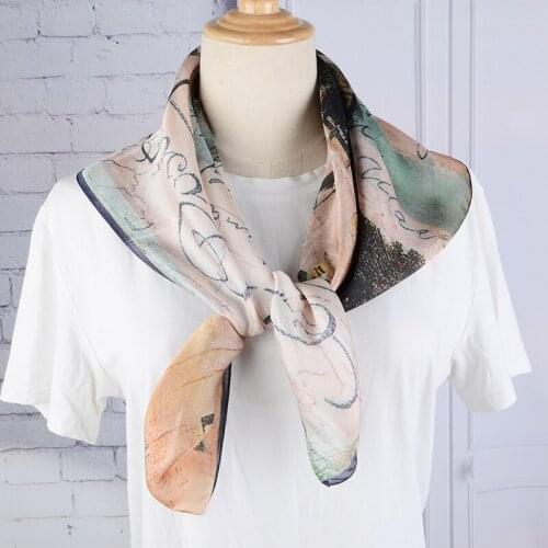 70*70cm Square Silk Scarf Headband for Women Fashion Print Hair Band Hair Ties Bandana Head Neck Scarf Kerchief Hair Accessories