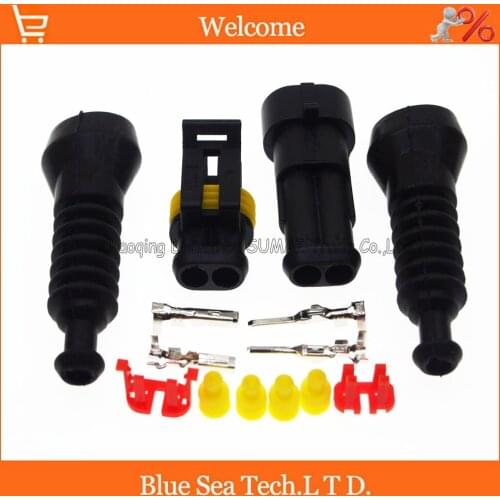 2Pin AMP DJ7021-1.5 Auto MS-HID male&female Connectors+sheath(2 pcs) sets for HEV/EV Start/Stop/Inverter Systems etc