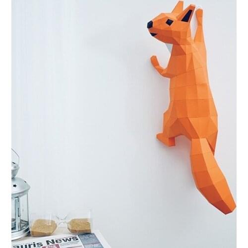 3D Paper Model Handmade Squirrel DIY Wall Papercraft Home Decor Wall Decoration Puzzles Educational DIY Kids Toys Gift