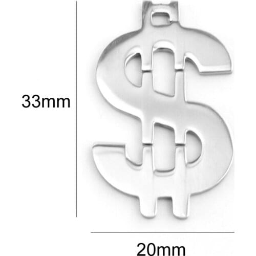 50pcs high polish US dollar necklace tag 0.79x1.3 inch DIY charms Pendant stainless steel Necklace Pendants wholesale