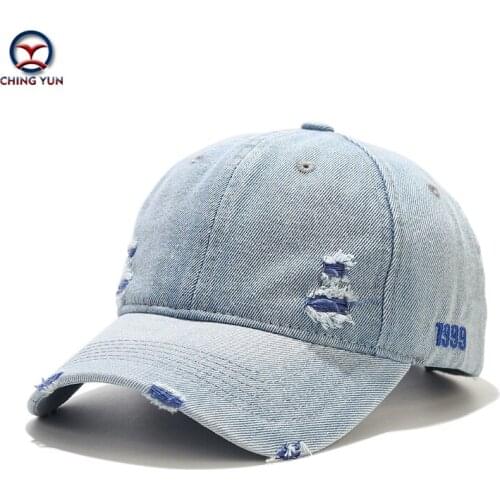 Baseball cap Washed denim holes 1999 embroidery Baseball hat unisex spring and summer Street Fashion Outdoor sun-protection Caps