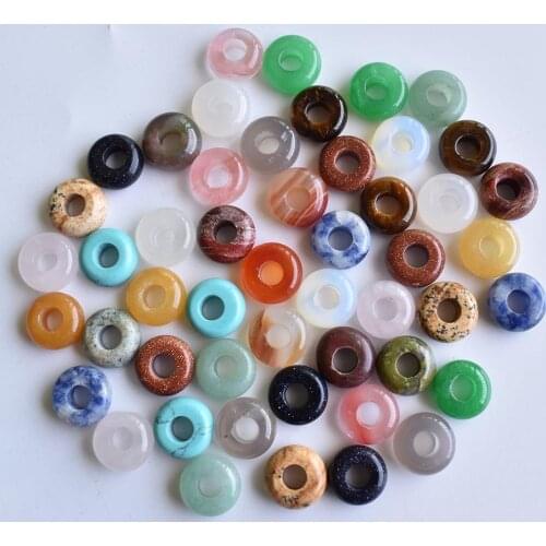 2020 Fashion high quality natural stone mixed round charms big hole beads 10mm for jewelry making 50pcs/lot wholesale free
