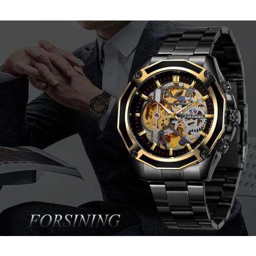 Forsining Men Watch Fashion Casual Hollow Mechanical Automatic Clock Waterproof Sports Business Man Wristwatches Drop Shipping