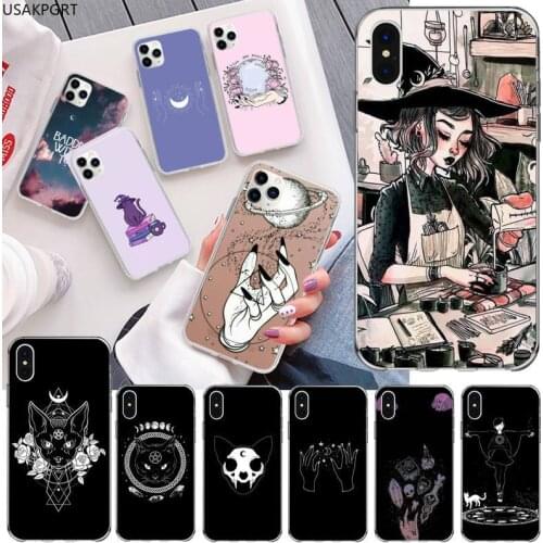 USAKPGRT Witchcraft Witch Moon Customer Phone Case for iphone 12 pro max 11 pro XS MAX 8 7 6 6S Plus X 5S SE 2020 XR cover