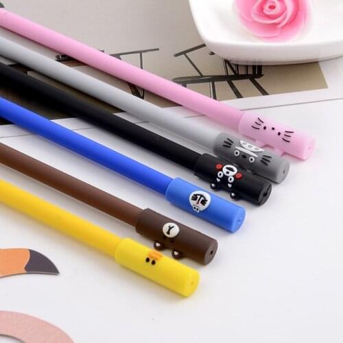D20 cartoon cute lovely animal pen creative stationery pen student supplies black ink pen chidrens gift student stationery