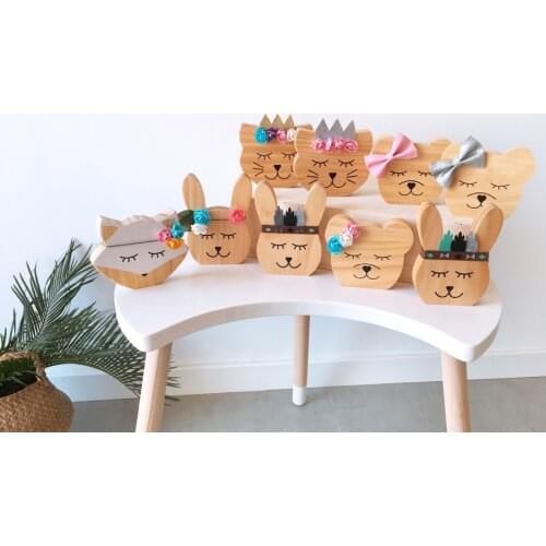 Nursery Decor Wooden Animal Fox Bear Kids Room Decor Nursery Children Room Nordic Style Photography Props Wooden Fox Ornaments