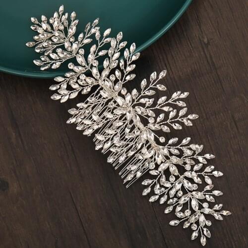 Full Crystal Rhinestone Tiaras Hair Combs Bridal Wedding Hair Accessories Handmade Big Elegant Headpiece Girls Princess Jewelry
