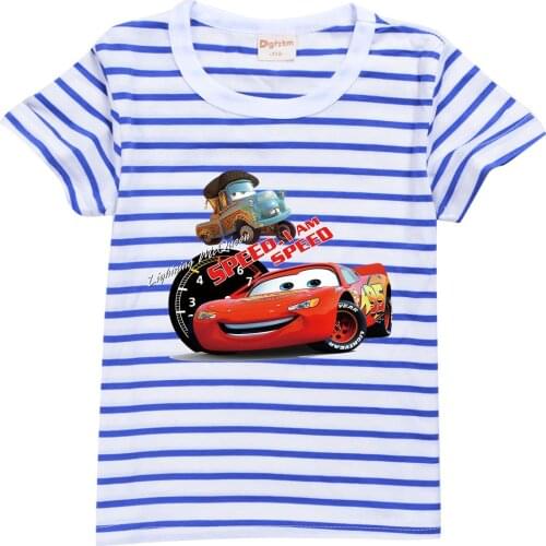 Disney Lightning McQueen T-shirt Children Boys girls Short Sleeves pure color cars print Tees Kids Cotton Tops For Girls Clothes
