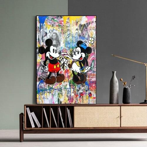 Disney Graffiti Mickey Mouse Canvas Printmaking Painting Color Wall Print Poster Gift Ideas Boys Girls Cuadros Home Decor