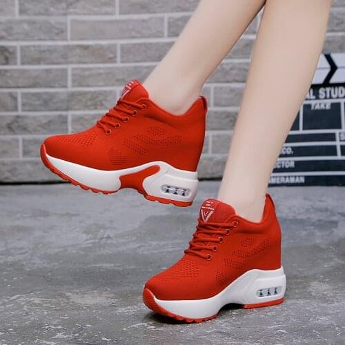 Women Sneakers 2020 Spring Summer High Heels 10CM Ladies Casual Shoes Women Wedges Platform Shoes Female Thick Bottom Trainers