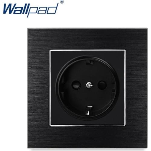 EU 2 Pin German Socket Wallpad Luxury Satin Metal Panel EU 16A Electric Wall Power Socket Electrical Outlets For Home Schuko