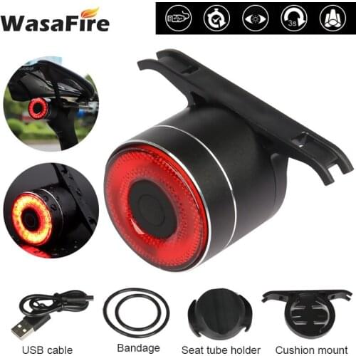 Intelligent LED Bicycle Light USB Rechargeable Bike Rear Light Smart Brake Sensor MTB Taillight Cycling Mini Warning Lamp