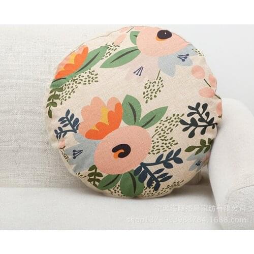Cotton Linen Pillowcase Car Sofa Cushion Cover Hot Sale Home Deco Round Pillow Cover Decorative AT199
