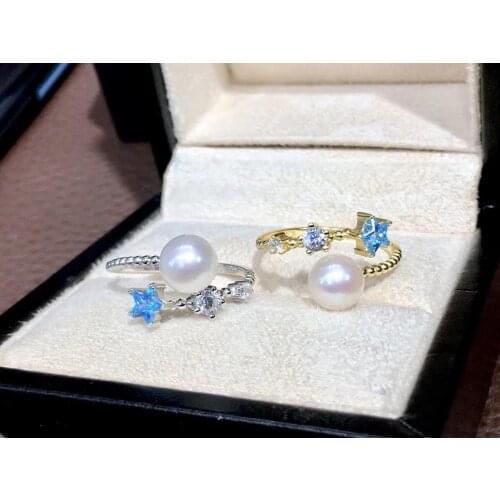 Blue Star 925 Sterling Silver Ring Finger Ring Settings Adjustable Ring Findings Jewelry Parts Fittings Accessories, 3pcs/lot