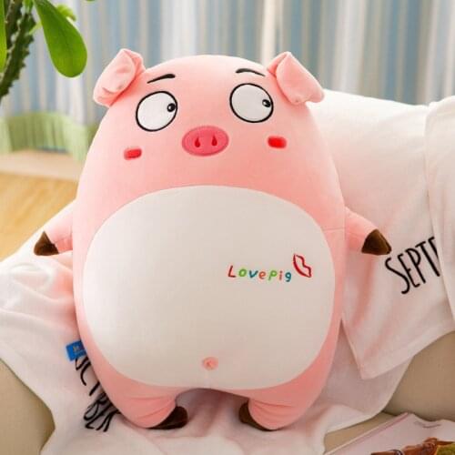 Creative Kawaii Cotton Expression Pink Pig Soft Stuffed Toys Cartoon Pillow Animals For Children Girls Kids Friend Birthday Gift