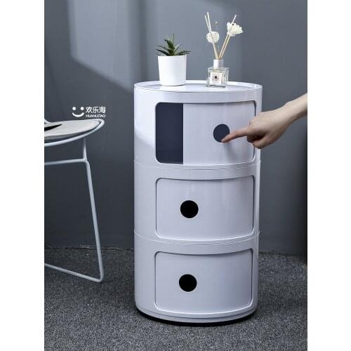 Louis Fashion Mini Ins Small Bedside Table Plastic Net Red Round Storage Cabinet Bedroom Corner Simple Modern Nordic