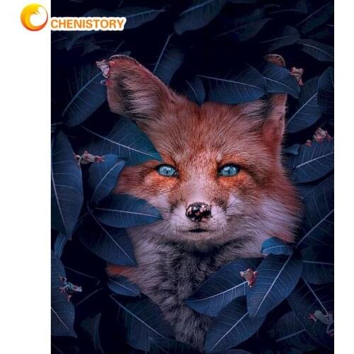 CHENISTORY Animal DIY Painting By Numbers Flowers Fox Canvas Pictures Oil Painting For Living Room Wall Art Home Decor Gift