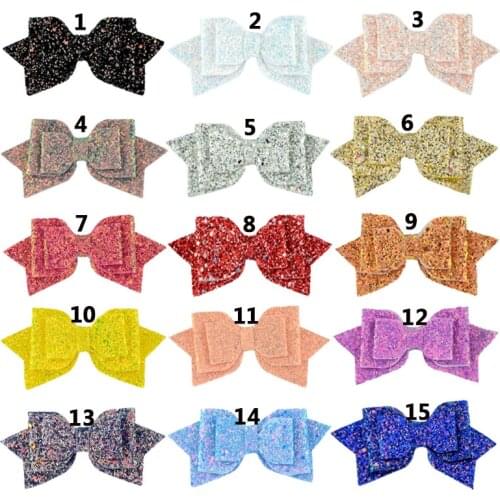 Nishine 12pcs/lot 5" Shining Gradient Sequin Bows for Baby Girls Headband Clips Swallowtail Childrens Bow Diy Hair Accessories