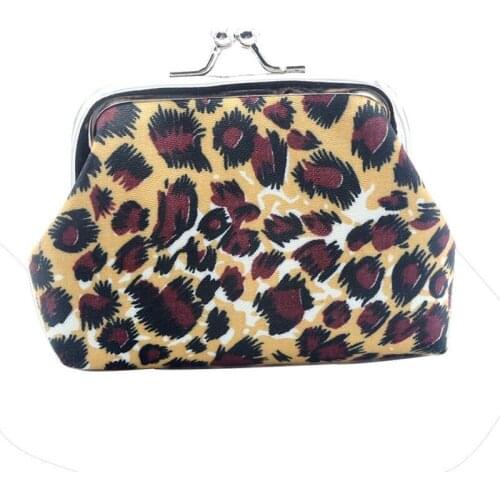 2021 Novelty Small Canvas Leopard Printing Coin Purses Floral Print Wallet With Hasp Mini Coin Earphone Key Carrying Bag