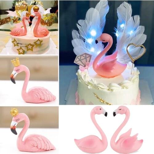 New Resin Soft Flamingo Cake Topper Baby Shower Kids Favors Flamingo Birthday Cupcake Toppers Birthday Party Decorations Kids
