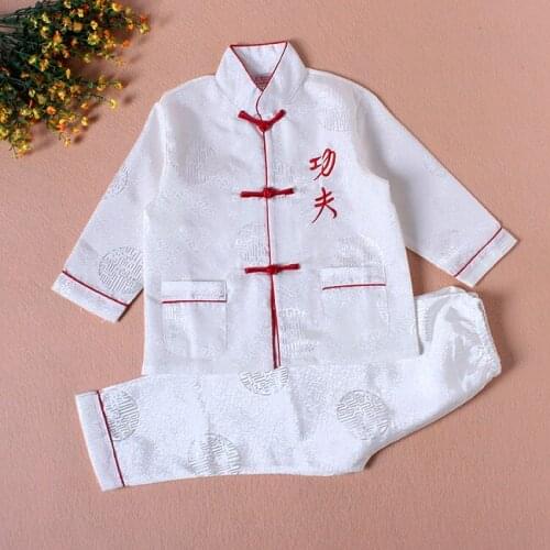Long Sleeve Kids Embroider Kung Fu Suit Chinese Style Boys Wushu Show Sets Jacket+Pants Dramaturgic Costume 2-16 YZT082506