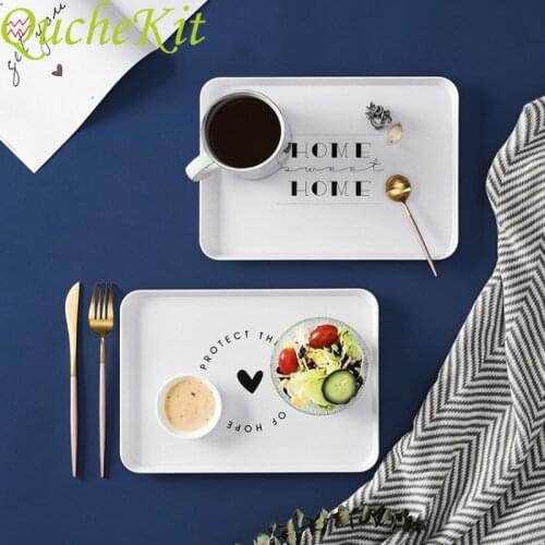 Nordic Style Plastic Storage Tray Square Breakfast Dishes Dessert Cake Snack Fruit Plate Tableware Jewelry Display Holder Tray