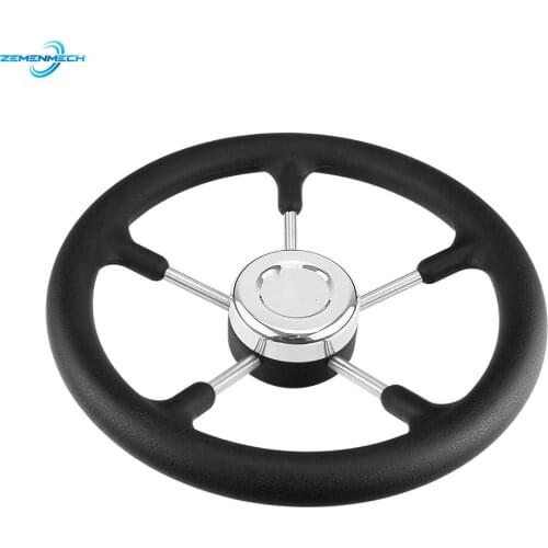 Polyurethane Foam Black 320mm Steering Wheel Marine Grade 5 Spokes 15 Degree Fits 3/4" Shaft Boat Yacht Hardware Accessories