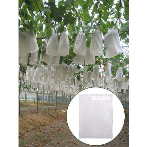 Fruit Protection Bag Pest Mesh Net Bag Plant Fruit Insect Vegetable Drawstring 100pcs White PP Non-woven Fabric Fruits Cover