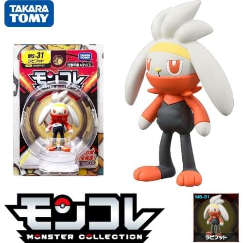 Tomy Pokemon Sword Shield Moncolle Pocket Monster Collection MS-31 Raboot #814 EMC Model Anime Figures Collect Ornaments