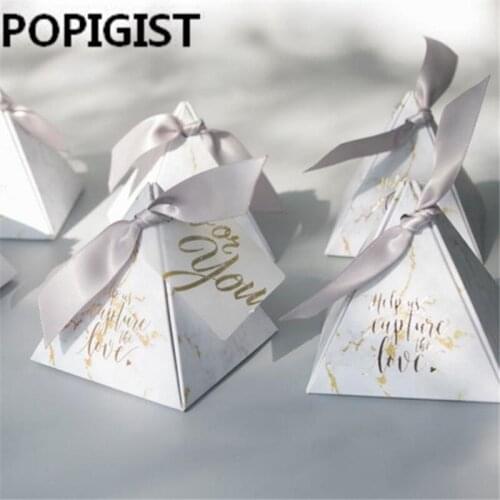 Triangular Pyramid gift box wedding favors and gifts candy box wedding gifts for guests wedding decoration 50pcs