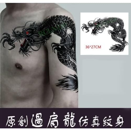Waterproof Temporary Tattoo Sticker Dragon Chinese Style Big Size Back Arm Fake Tatto Flash Tatoo Body Art for Men Women