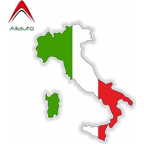 Aliauto Funny Flag Decal Car Accessories Italy Map Sticker Decoration Vinyl for Motorcycles Golf 4 Mini Cooper,12cm*10cm