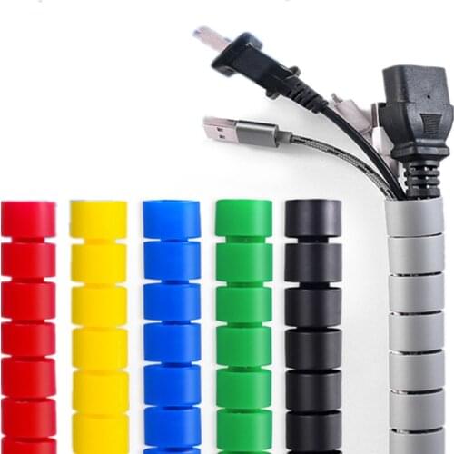 8/10/15/20/25mm 1M Line Organizer Pipe Protection Spiral Wrap Winding Cable Wire Protector Cover Tube Without Line Clip 6 Colors