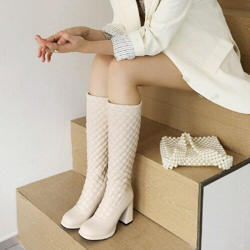 New Brand Knee High Boots Women Sexy High Heels Autumn Winter Long Boots Cowboy Western Boots Women Party Shoes Black White 43