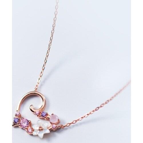 925 Sterling Silver Romantic Cute Love Heart Shell Pendant Necklace Charm Clavicle Female Fashion Jewelry Cocktail Party Gift